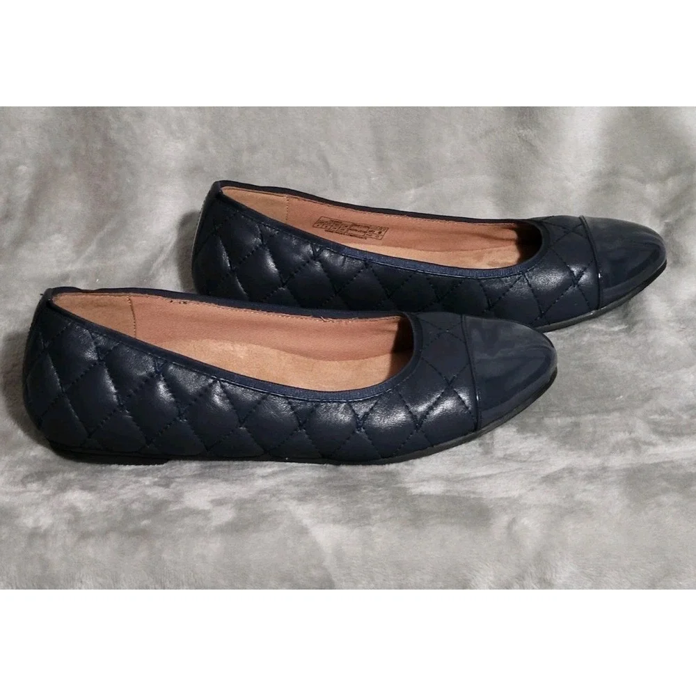 Vionic Desiree quilted ballet flats Navy US 8 comfort patent leather cap toe - Picture 5 of 6